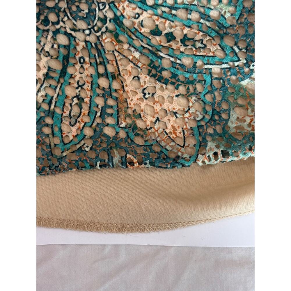 Reba Rhinestoned Paisley Green Midi Dress V-Neck cap sleeve SZ Medium - Picture 15 of 15